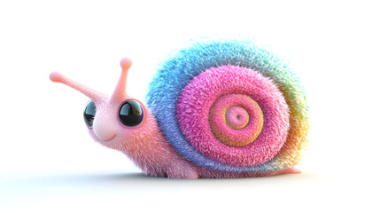 Whimsical fantasy snail with colorful spiral shell in high detail digital art