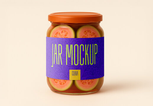Guava Jar Mockup &ndash; Realistic Fruit Packaging Template
