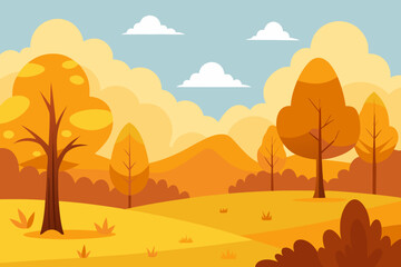 A simple cartoon illustration of a golden autumn meadow vector illustration