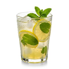 Refreshing lemon drink with mint and ice is perfect for summer days or healthy lifestyle