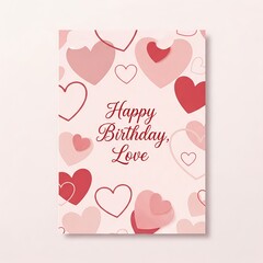 Send heartfelt birthday wishes with this charming card filled with pink and red hearts