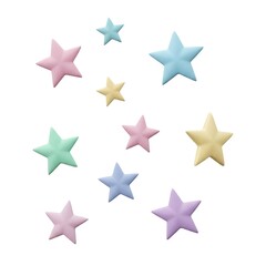 Pastel stars floating dreamily against a white background for a celestial design look
