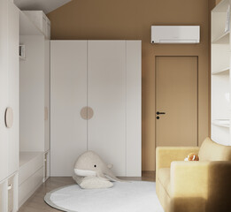 Cozy and stylish kids room with soft textiles, playful wall art and favorite toys. A warm and creative space for children to study, rest and dream