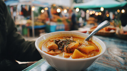  Enjoying a bowl of Massaman Curry at an outdoor market (2)