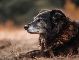 old dog with black and brown fur