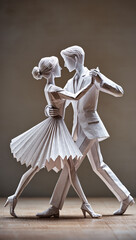 dancing couple tango paper cut origami