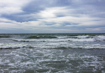 Stormy sea on a cloudy day