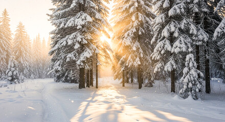 winter forest in the morning
