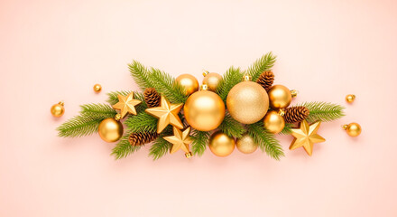 christmas background with fir branches and balls