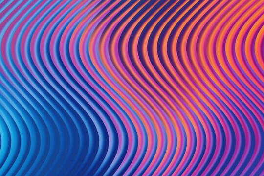 Illustration of wavy lines with blue and orange gradient texture