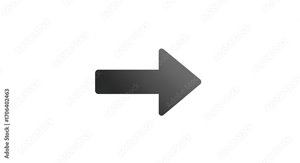 Poster a simple gray arrow pointing to the right on a plain white background in a digital illustration ai g
