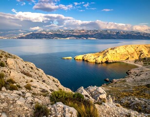 Coastal view of a bay at sunset