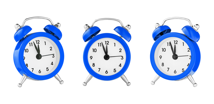 classic watch, pointer clock, Blue color alarm watch on isolated white background close up - Powered by Adobe