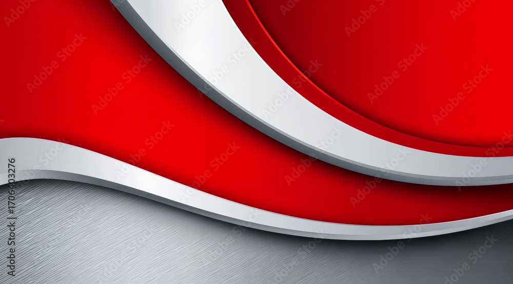 Poster red and white wave with a silver background. the red and white color scheme gives the image a bold a