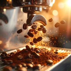 Coffee beans ejected from machine