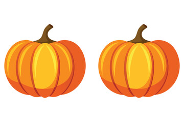 Two vibrant orange pumpkins ready for autumn harvest and halloween celebrations illustration