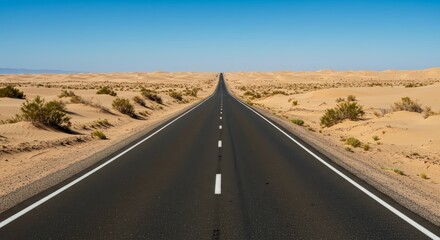 Empty Adventure desert road explore vibe,  open road in the desert 