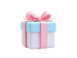 Obraz premium Square Gift Box with Pink Ribbon and Bow graphic photoroom