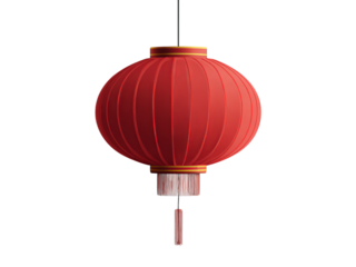 Red Chinese lantern with yellow trim and tassel traditional
