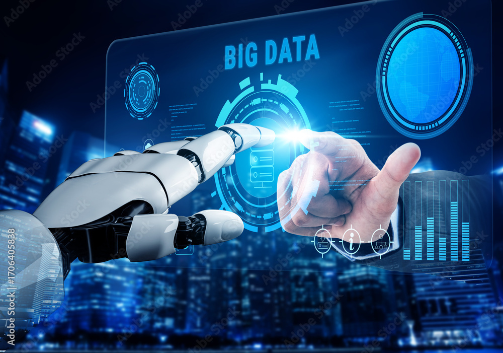 Aufkleber using ai for big data analytics to gain business intelligence and insights. ai processing and visual