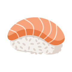 Obraz premium Sushi nigiri closeup with salmon on white background 