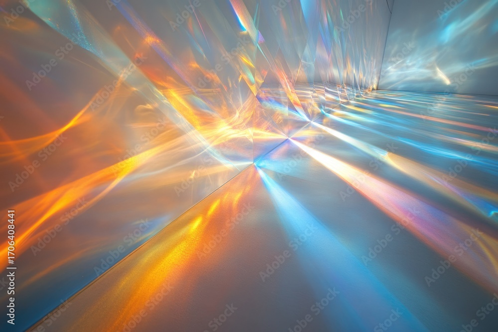 Aufkleber abstract image of light refraction and reflection creating vibrant, colorful patterns and beams.