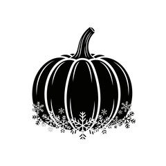 Vector art of pumpkin with snowflakes, a blend of autumn and winter, perfect for seasonal designs and holiday themes