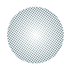 Halftone circle vector illustration. Dot textured circle shape. Retro design element.