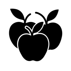 Vector art of three apples, a simple and clean design featuring a trio of fresh, ripe apples with leaves and stems