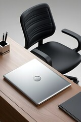 office desk with laptop