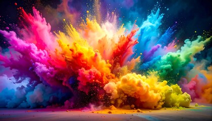 Colorful explosion of vibrant powders