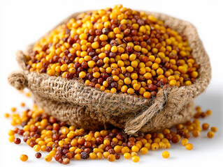 mustard seeds on white background