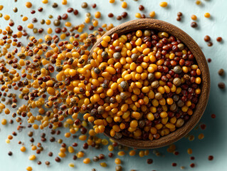 mustard seeds on white background