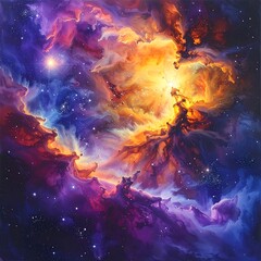 Colorful nebulae in space
