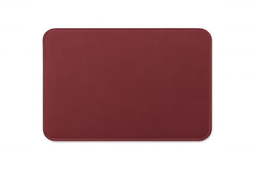 Red rectangular doormat with rounded corners, featuring clean design, ready for personalization, positioned against transparent backdrop