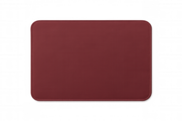 Red rectangular doormat with rounded corners, featuring clean design, ready for personalization, positioned against transparent backdrop