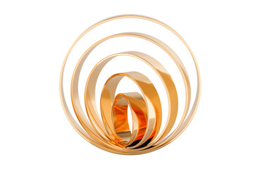 Golden concentric rings, abstract 3d geometry. 3D rendering