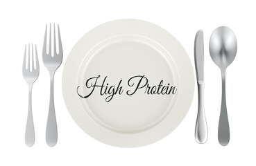 High Protein plate, healthy diet meal concept. 3D rendering