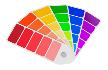 Pantone color palette, fan of color swatches. 3D rendering