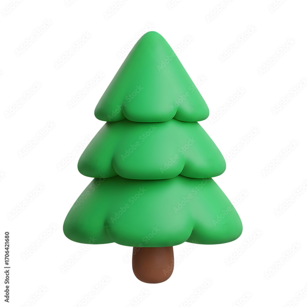 Fototapete whimsical 3d rendered stylized evergreen pine tree icon with soft rounded branches and brown trunk i