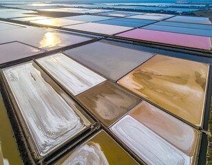 Colorful Salt Flats Aerial View