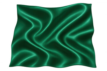 Smooth, elegant green satin fabric flowing and waving with a transparent background, perfect for design projects