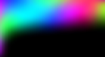 Abstract background with vibrant corner light and vertical ribbed texture, futuristic neon gradient on a black backdrop, for technology, web, presentation. Adobe Illustrator Artwork.