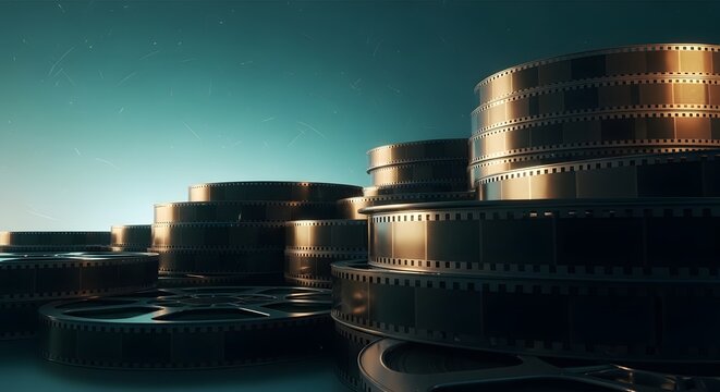 Film reels movie cinema entertainment industry motion picture filmmaking filmstrip production reels