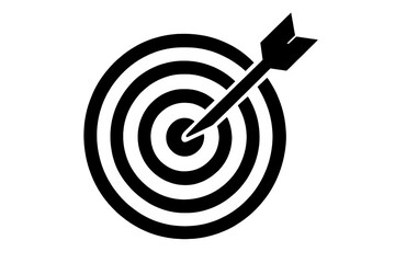 Target with arrow icon silhouette vector design for goal success and achievement isolated on white background