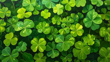 Close-up of vibrant green clover leaves
