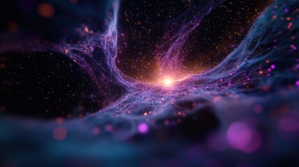 A vibrant cosmic scene filled with swirling colors and sparkling particles, depicting the beauty of the universe.