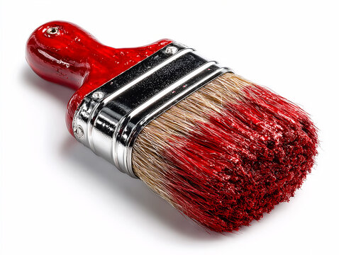 red paint brush isolated on white - Powered by Adobe