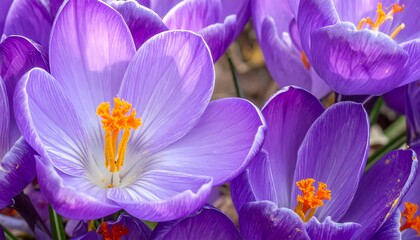 Close-up of vibrant purple crocuses