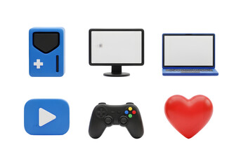 A vibrant set of electronic device icons on a screen, including a laptop and a television, as a vector illustration